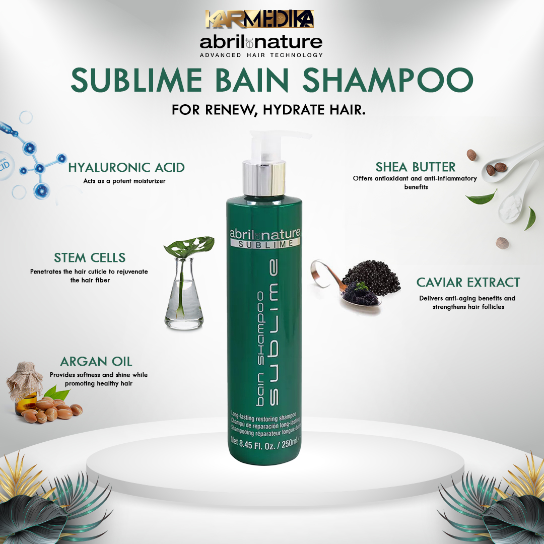 Bain Shampoo Sublime - Moisturising Shampoo - 250 ml - For Very Damaged  Hair - Hair Treatment with Stem Cells - Contains Hyaluronic Acid and Caviar